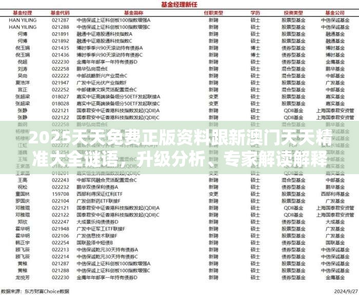 2025天天免费正版资料跟新澳门天天精准大全谜语，升级分析、专家解读解释与落实,谨防华而不实包装